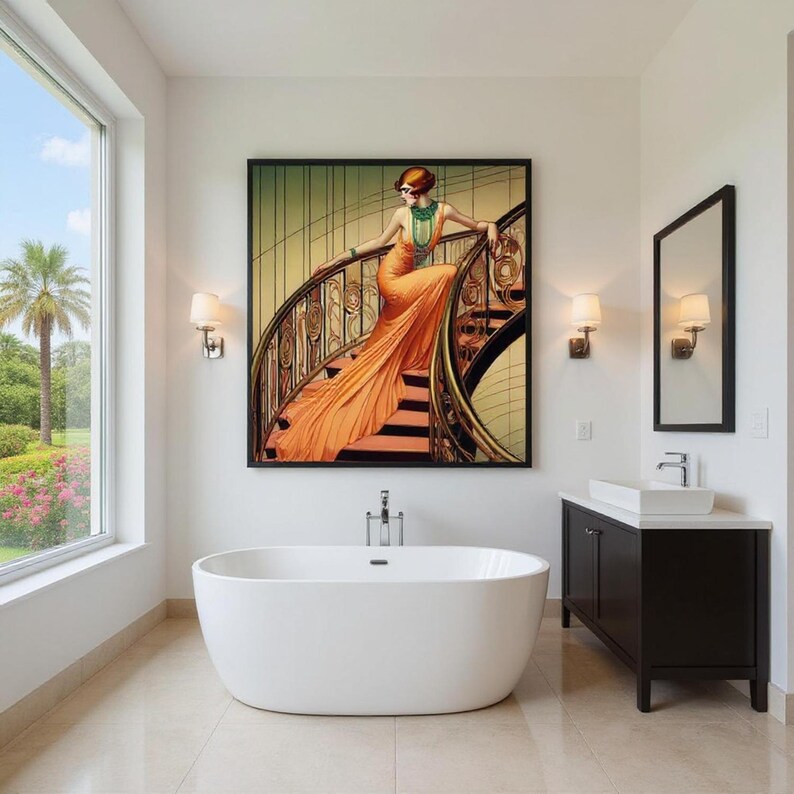 Art Deco Stairway Print: Framed Matte Paper Wall Art - Etsy
