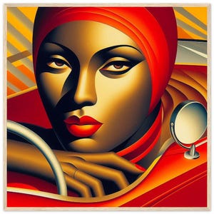 Quadro da parete Art Deco "Femme Noire" Carta opaca di alta qualità con cornice in nero, marrone scuro o legno naturale. Ottima idea regalo.