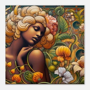 &quot;Frühlingsblumen Jugendstil Wandbild &quot;&quot;Der Duft der Blumen&quot;&quot; Gedruckt auf dünner Leinwand.&quot; Muttertagsgeschenke, Mama, Mama, Nana, Oma.