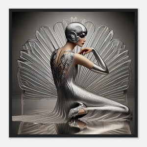 Art Deco Wall Art hollywood Silver Siren Classic Matte Paper Framed in
