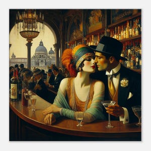 Art déco sur toile fine « Interlude romantique » | Romance | Amour