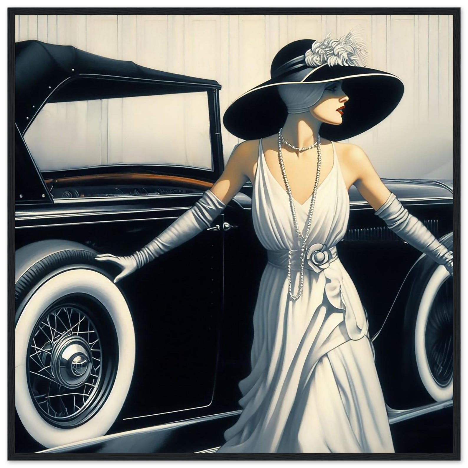 Art Deco Wall Decor Framed "lady and Vintage Car" Roaring 20s Poster - Etsy