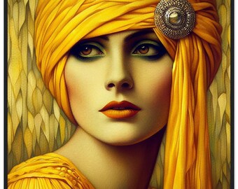 Art Deco Woman Print, "Turban Jaune", Framed Wall Art | Exotic | Alluring | Elegant