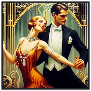 Art Deco Wall Art &quot;Charming Art Deco Dancers&quot; Wooden Framed Print or Poster deco wall art.