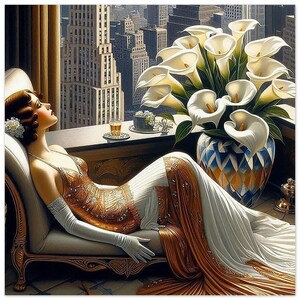Poster Art Deco "The Morning After" stampato su carta semilucida classica, 30 x 30 cm / 12x12″
