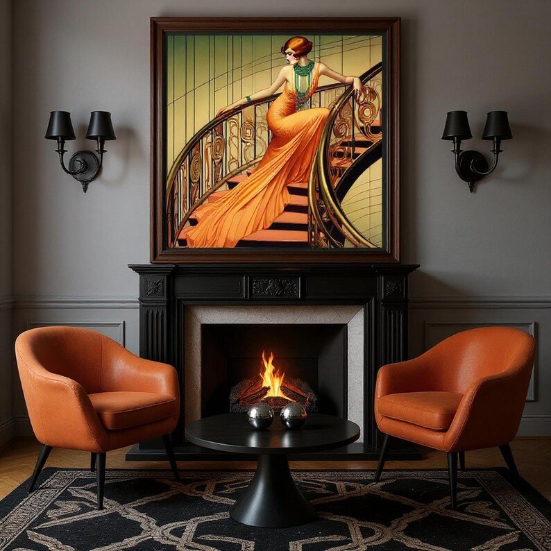 Art Deco Stairway Print: Framed Matte Paper Wall Art - Etsy