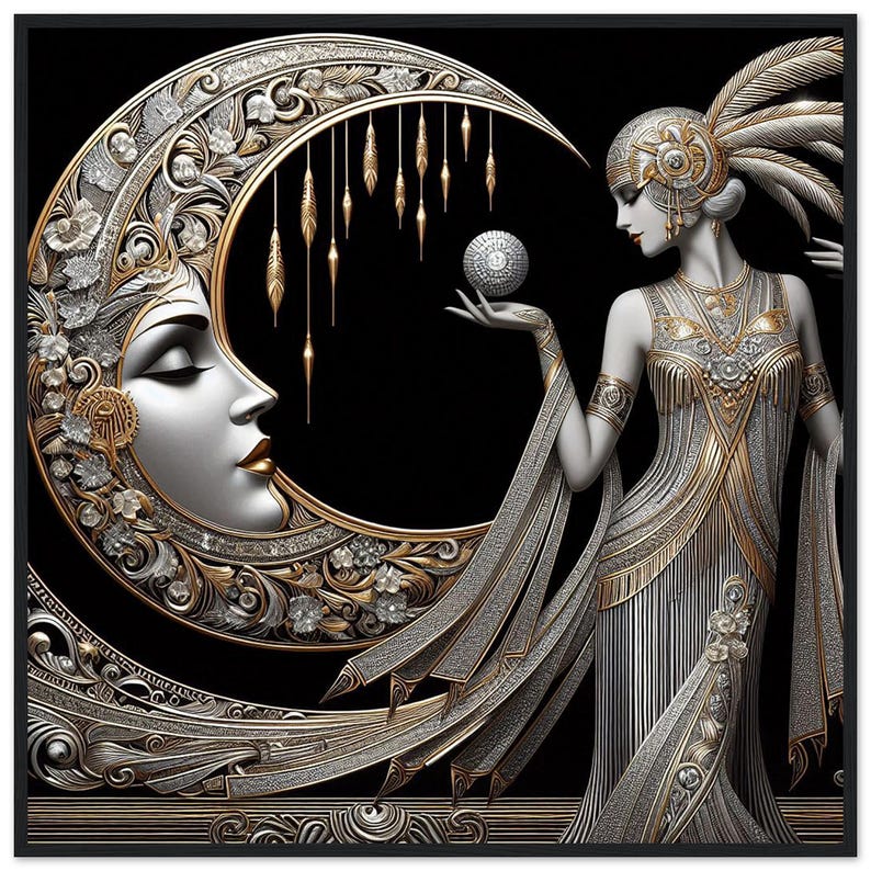 Art Deco "Moonscape" Wall Art: Framed Surreal Dreamlike Print image 1
