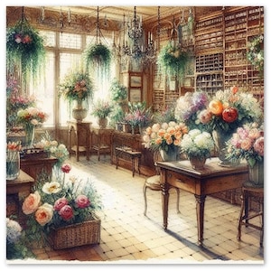 Pacote com 10 cartões comemorativos "Flores da Primavera", estilo botânico Art Déco, "Floricultura Francesa" (disponível apenas nos EUA e Canadá). Presentes para o Dia das Mães, Vovó.