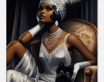 Art Deco "Chanteuse Française" French Singer Canvas Print, Vintage Glamour