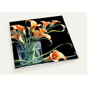 Cartões de Anotações Art Déco Botânico "Lírios Laranjas", Pacote com 10 Cartões em Branco com 10 Envelopes Padrão (Disponível somente nos EUA e CANADÁ).
