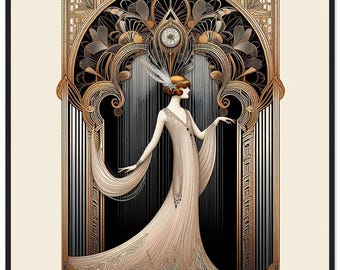 Art Deco Framed Wall Art: "Dame Gracieuse" Matte Print