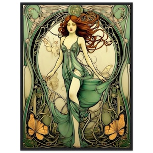 Art Nouveau wall art &quot;Sinuous Lady&quot; Classic Matte Paper Wooden Framed Print | Art Nouveau wall