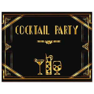 Inviti per feste in stile art deco "Cocktail Party" 10 inviti con buste 4,25" x 5,5" invito anni ruggenti (USA e CA)