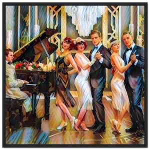 Art Deco Wall Art &quot;Art Deco House Party&quot; Framed Print Retro Vintage deco wall art