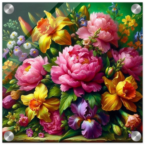 サンシャインブーケ アクリルプリント – 鮮やかな花柄のボタニカル