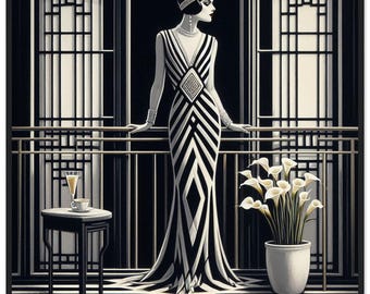 Art Deco  "Manhattan Penthouse" Framed Matte Paper | Erte Inspired
