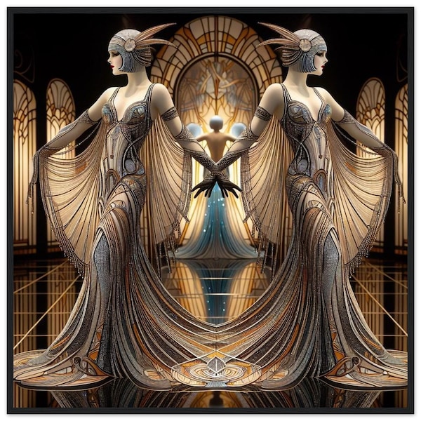 Art Deco Flappers Print – Framed Matte Paper Wall Art