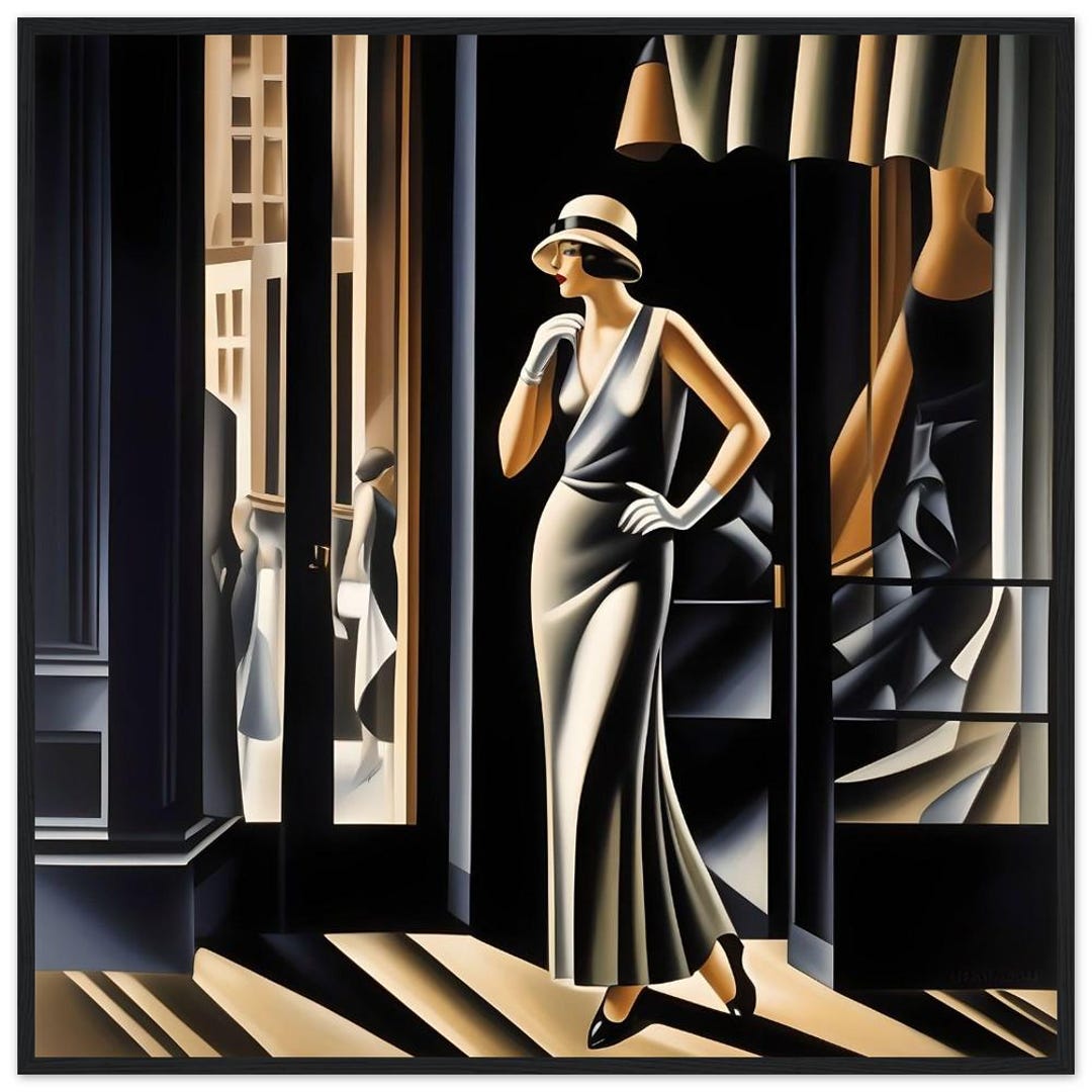 Art Deco Woman Print: "the Shopper", Black Wood Frame - Etsy