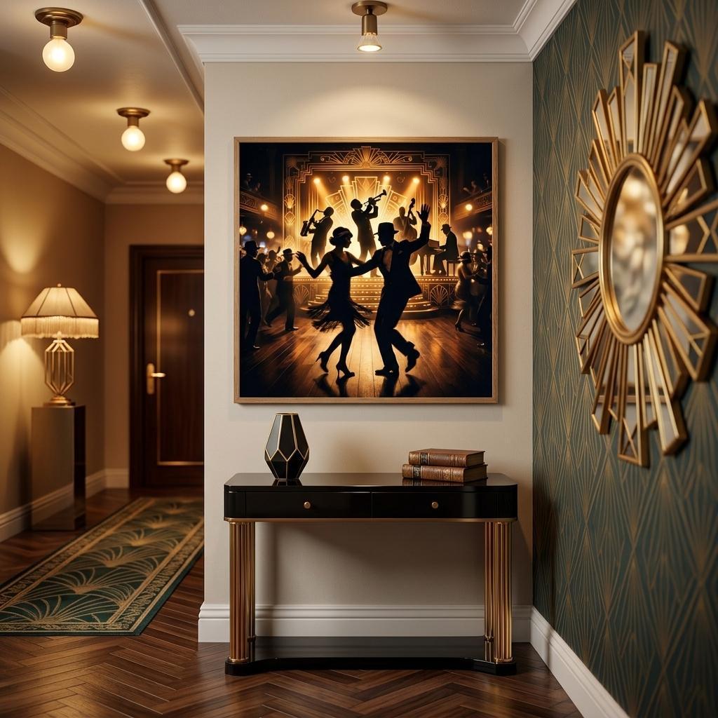 1920s Jazz Couple Dancing Art Deco Print, Roaring Twenties Gatsby Music ...