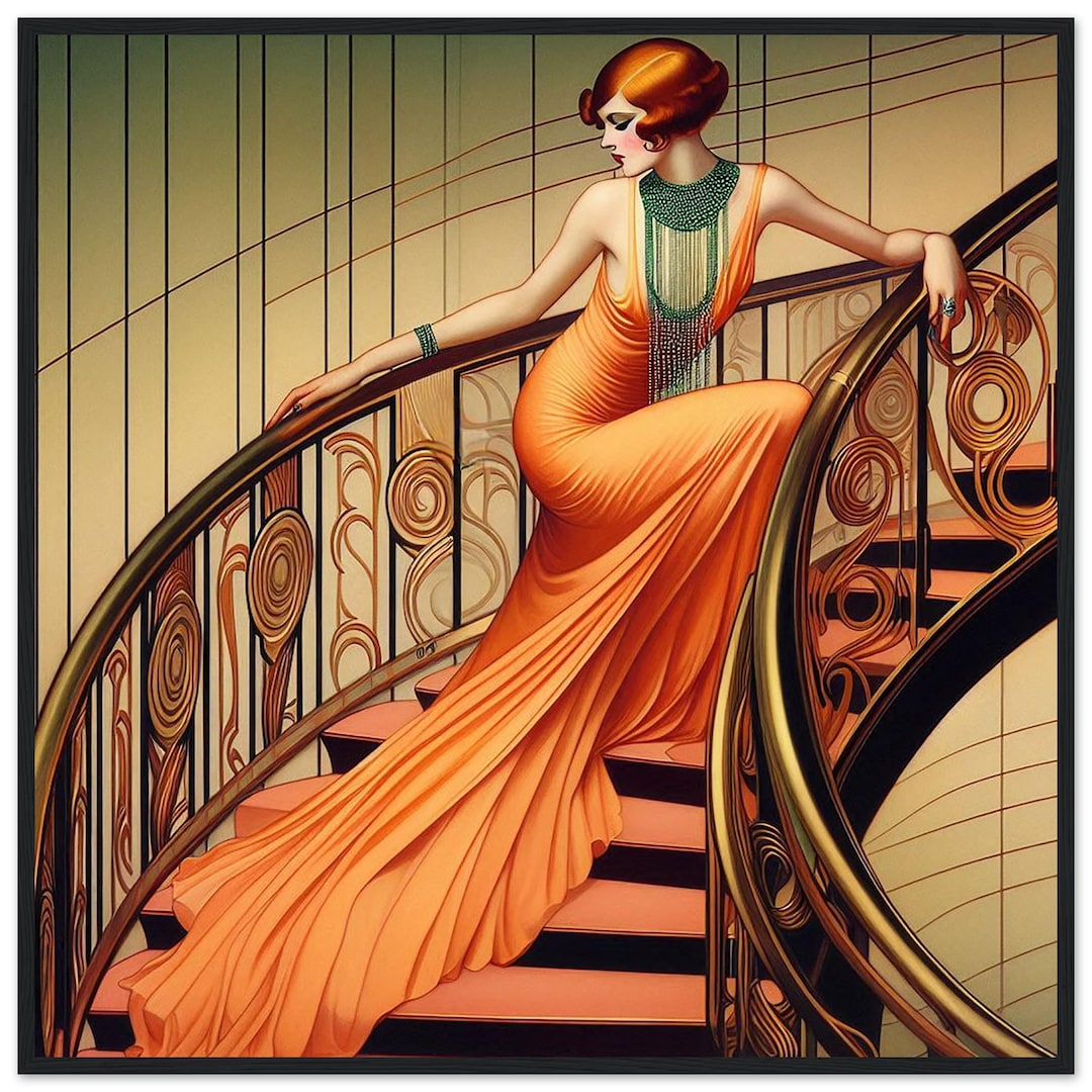 Art Deco Stairway Print: Framed Matte Paper Wall Art - Etsy