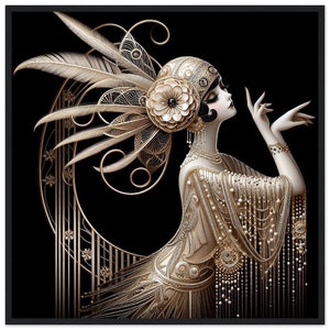 "Bellezza classica" in stile Art Déco, stampata su carta opaca Classic con cornice nera. Perfetta per la casa o l'ufficio, un regalo speciale.