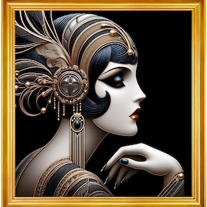 Art Deco Printable Wall Art Deco Stylized Flapper art deco wall art, digital download