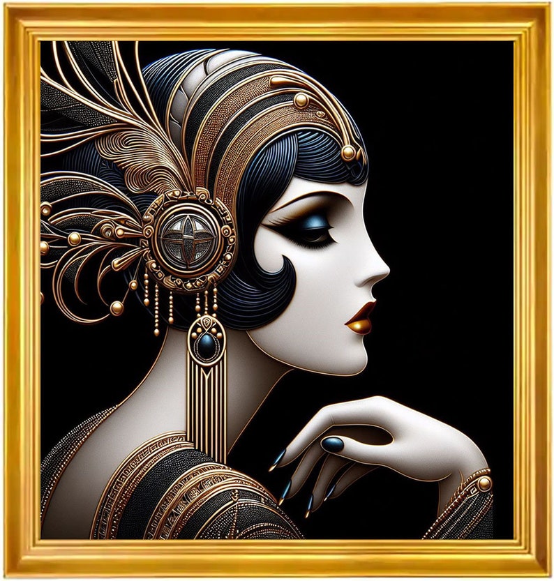 Art Deco Printable Wall Art Deco Stylized Flapper Art Deco Wall Art ...