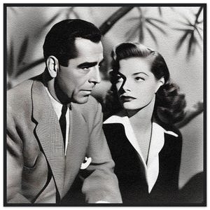 humphrey bogart poster  &quot;Bogie and Bacall&quot; Premium Matte Framed Print, bogie, humphrey, lauren bacall