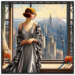 Quadro da parete Art Déco "Le Gris Devient Vous" su carta opaca di alta qualità, con cornice in legno. Immagine nostalgica di un'epoca d'arte passata. Per casa, ufficio, regalo.