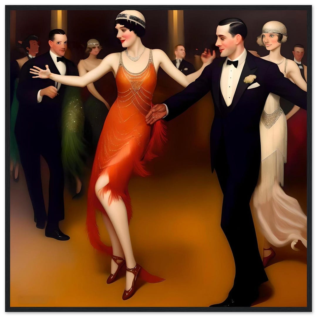 Art Deco 'the Charleston' Print | Roaring 20s Dance, Framed Wall Art - Etsy