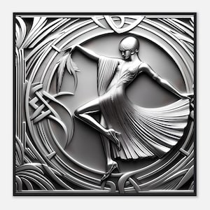Art Deco Wall Art &#39;Hollywood&#39; - Premium Matte Poster, Framed Black Wood, Retro Gift
