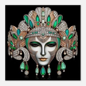 Art Deco Wall Art &quot;Détail de la Broche&quot; image printed on Thin Canvas. Elegant image will add a touch of class to your home or gift.