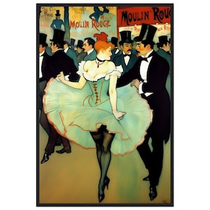 Arte da parete Belle Epoque stile Toulouse-Lautrec "Moulin Dancer" Stampa classica su carta opaca con cornice in legno e poster stampa Toulouse Lautrec