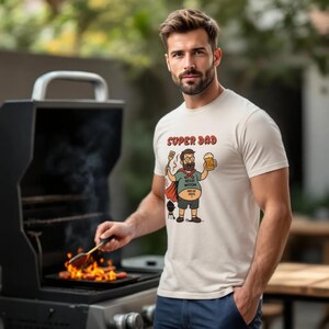 Lustiges Vatertag, Geburtstagstag T-Shirt 'Super Dad BBQ" | Gildan® 500 Vatertagsshirt Geschenkgrößen bis 12XL