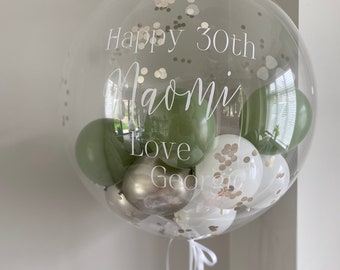 Personalised Bubble Balloon | Clear Helium Balloon | Personalised Text | 24" Deco Bubble | Delivered Inflated In A Box | Custom Print