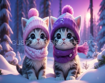 Cute Kittens Tumbler Wrap - 4 PNG Designs for Tumblers or Mugs