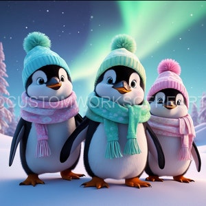 Cute Penguin Tumbler Wrap - 4 diseños digitales PNG para descargar para sublimar