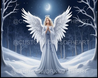 Beautiful Winter Angel Tumbler Wrap - 20 oz Tall Skinny Wrap Set of 4