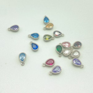 1pc)Silver Tears Birthstone, Necklace and Bracelet Charm, Jewelry Supply, DIY Jewelry Charm, Customized Birthstone