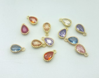 Gold Tears Birthstone Charm: Stainless Steel DIY Jewelry Supply