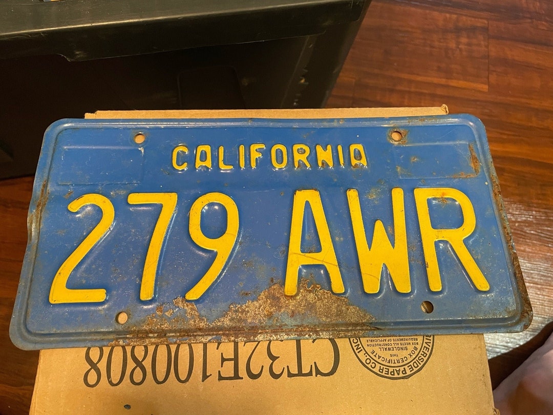 California License Plate Blue Etsy