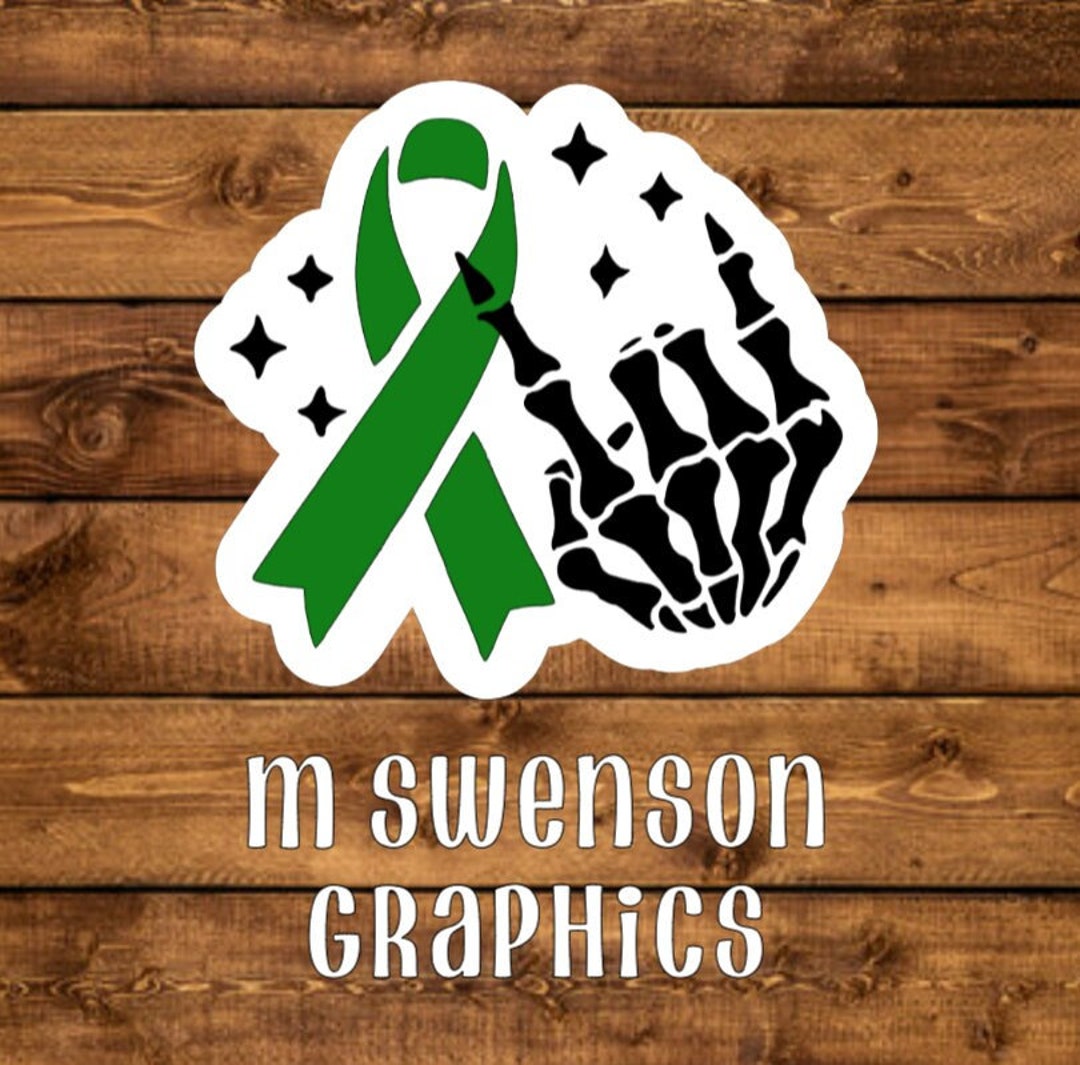 Green Ribbon Sticker, Green Ribbon Decal, Green Ribbon, Green Awareness ...