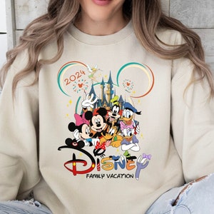 2024/2025 Disney Family Vacation Sweatshirt, Adults Kids Disneyland, Disneyworld Trip Sweatshirt, Minnie Mickey Matching Family Sweatshirt