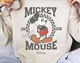 Retro Mickey Sweatshirt, Disney Mickey Mouse Classic Pose 1928 Sweater, WDW Magic Kingdom Disneyland Family Vacation Shirt, Holiday Gift