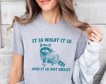 It Is What It Is And It Is Not Great Vintage Drawing T-Shirt, Raccoon Meme Shirt, Funny Trash Panda T-Shirt, Unisex Shirt