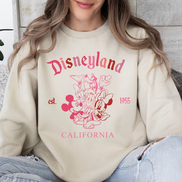 Disneyland California Est. 1955 Sweatshirt, Disney Valentine's Day Trip Sweatshirt, Disney Couple Sweatshirt, Gift For Girlfriend