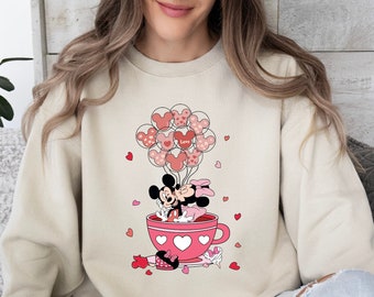 Valentines Day Disney Cup Sweatshirt,Magical Castle Sweatshirt,Disneyland Balloons Shirt,Valentines Day Disney Sweatshirt,Disney Family Trip