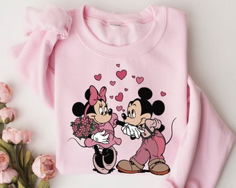 Disney Mickey Minnie Love Valentine Sweatshirt, Mickey And Minnie Valentines Shirt, Kiss Love Valentine Shirt, Valentine Matching Sweater