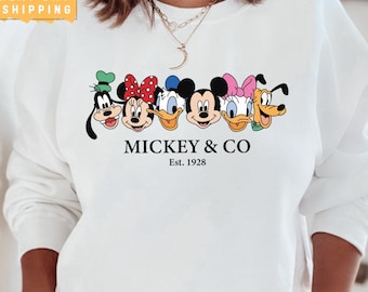 Mickey and Friends Co Sweatshirt, Mickey and Co. est. 1928 Crewneck, Unisex Disney Sweatshirt, Mickey Trip, Family Vacation Disney Shirt