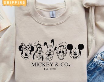 Mickey and Friends Co Sweatshirt, Mickey and Co. est. 1928 Crewneck, Unisex Disney Sweatshirt, Mickey Trip, Family Vacation Disney Shirt